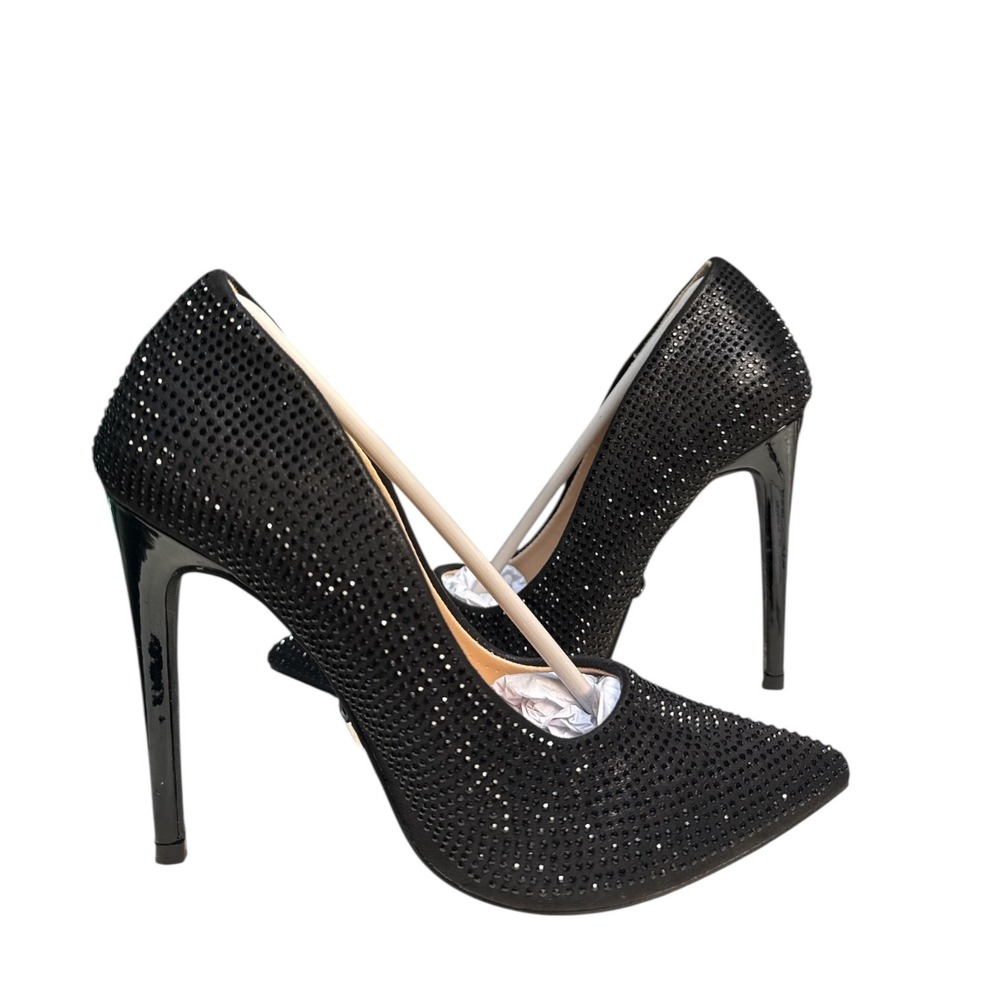 Lorraine Lorraine Dori Black Stone Rhinestone Stiletto Heels‎ Pumps Sz 6 NWT